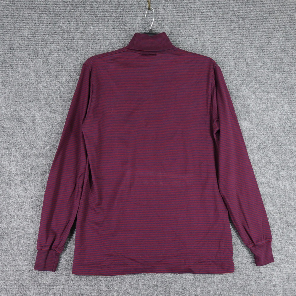 Vintage 90s Lands End Turtleneck M Cotton Red Blue Striped USA Made Normcore - Picture 4 of 8